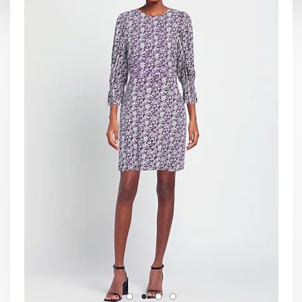 MAJE purple Cutout floral-print linen-blend mini dress Small folk print